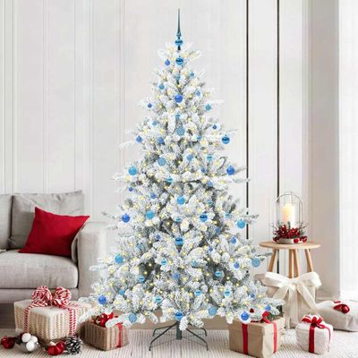 vidaXL Umelý Sklápací Vianočný Stromček Biela 210 cm PVC a oceľ