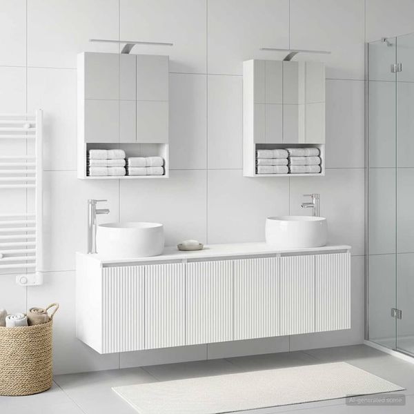 vidaXL Set kabinetov do kúpeľne 5 pcs Biela Kompozitné drevo