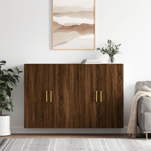 vidaXL Nástenné skrinky 2 ks hnedý dub 69,5x34x90 cm