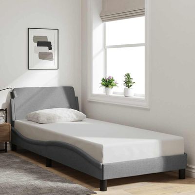 vidaXL Rám postele Dover bledosivý 90x200 cm látka