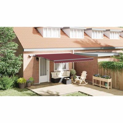 vidaXL Ručne zaťahovacia markíza s LED burgundská 400x300 cm