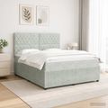 vidaXL LED boxspring posteľ s matracom Svetlosivá 140 x 200 cm Zamat