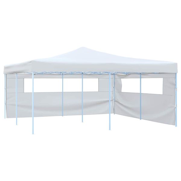 vidaXL Skladací altánok s 2 stenami 5x5 m, biely