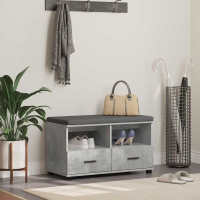 vidaXL Predsieňová lavica s vankúšom Betónovo Sivá 80 x 38 x 46 cm