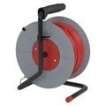Predlužovací kábel EMOS P19430 na bubne 30 m / 4 zásuvky / červený / PVC / 230 V / 1 mm2