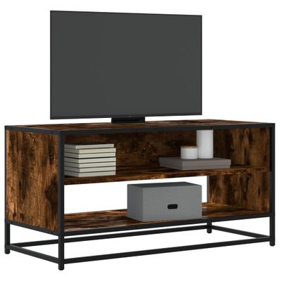 vidaXL TV skrinka dymový dub 91x40x46 cm kompozitné drevo a kov