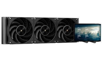 Krux vodný chladič CPU HydroArc 360 / 3x120mm ARGB / customizovaný LCD / čierny AiO vodné chladenie, 360mm radiátor, 6,8" IPS displej 120Hz, 3× 120mm PWM ARGB ventilátory, AM5/AM4/LGA1851/1700, čierna