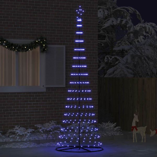 vidaXL LED vianočný stromček s 355 LED-i Modrá 302,5 cm Kov