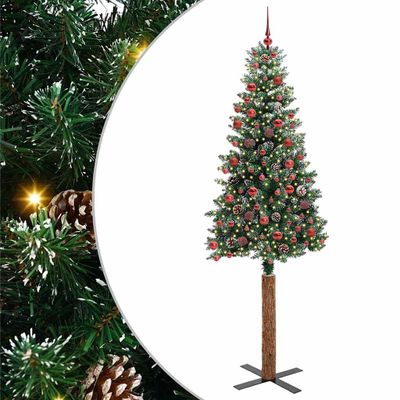 vidaXL Úzky vianočný stromček s 300 LED-i so stojanom Zelená 210 cm