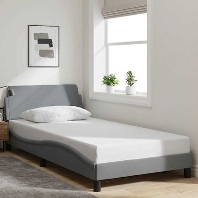vidaXL Rám postele Dover bledosivý 100x200 cm látka
