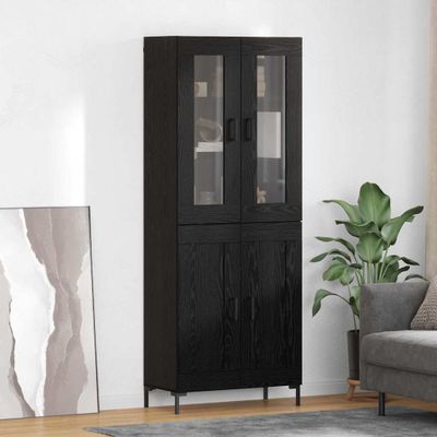 vidaXL Highboard 2 pcs Čierny dub Kompozitné drevo