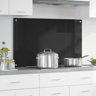 vidaXL Kuchynský obklad Čierna 100 x 60 cm tvrdené sklo