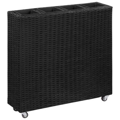 vidaXL Vyvýšený záhradný záhon+4 nádoby 80x22x79 cm, polyratan, čierny