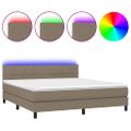 vidaXL Posteľ boxsping s matracom a LED sivohnedá 160x200 cm látka