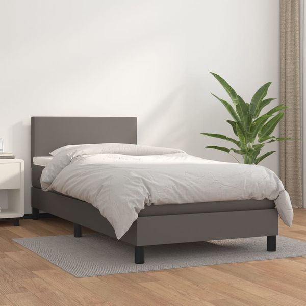 vidaXL Boxspring posteľ s matracom sivá 90x190 cm umelá koža