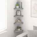 vidaXL Plávajúce rohové police 4 ks, sivé 25x25x3,8 cm, MDF