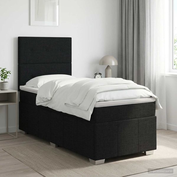 vidaXL Posteľ boxspring s matracom Čierna 90 x 200 cm Látka