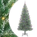 vidaXL Umelý vianočný stromček, snehom obalený, s LED svetlom 210 cm