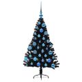 vidaXL Umelý predsvietený vianočný stromček Čierna 120 cm PVC