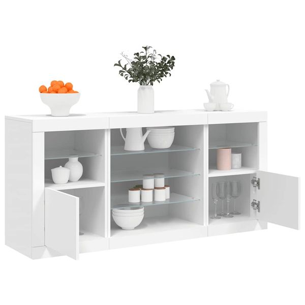 vidaXL Komoda s LED svetlami biela 142,5x37x67 cm