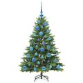 vidaXL Umelý vianočný stromček s 150 LED-i Zelená 120 cm PE a PVC