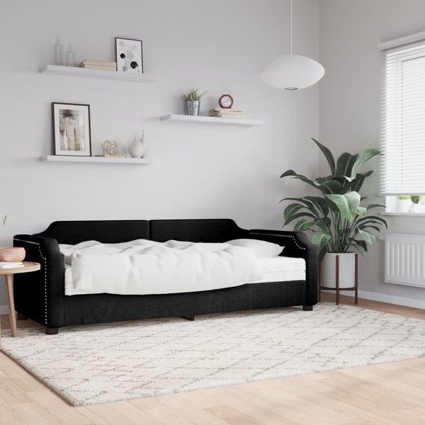 vidaXL Denná posteľ s matracom čierna 90x190 cm látka