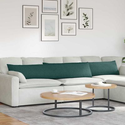 vidaXL Vankúše na pohovku 2 pcs Tmavozelená 200 x 40 cm látka
