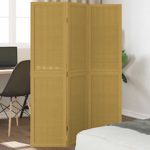 vidaXL Paraván 3 panely hnedý masívne drevo paulownie