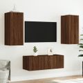 vidaXL 4-dielne TV nástenné skrinky s LED hnedý dub kompozitné drevo