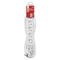 Predlžovací kábel EMOS P0615R / 5 m / 6 zásuviek / biely / PVC / 1,5 mm2