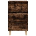 vidaXL Nočný stolík s nohami z masívneho dreva dymový dub 40x35x69 cm