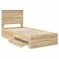 vidaXL Rám postele so zásuvkou Sonoma dub 90 x 200 cm Kompozitné drevo