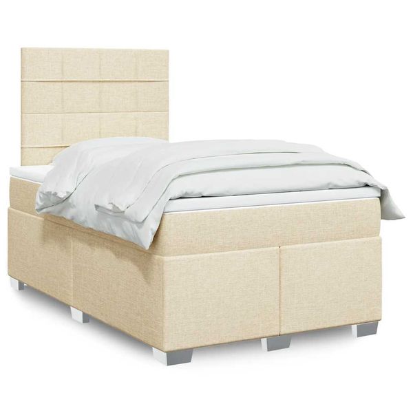 vidaXL Boxspring posteľ s matracom krémový 120x200 cm látka