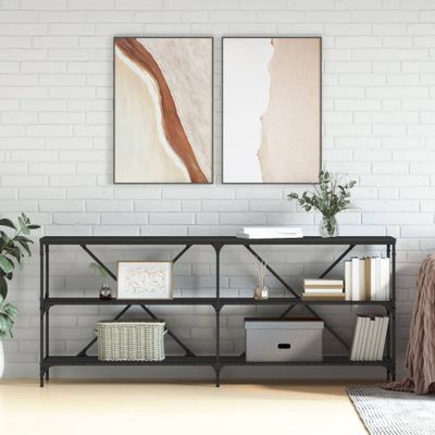vidaXL Konzolový stolík čierny 180x30x75 cm kompozitné drevo a železo