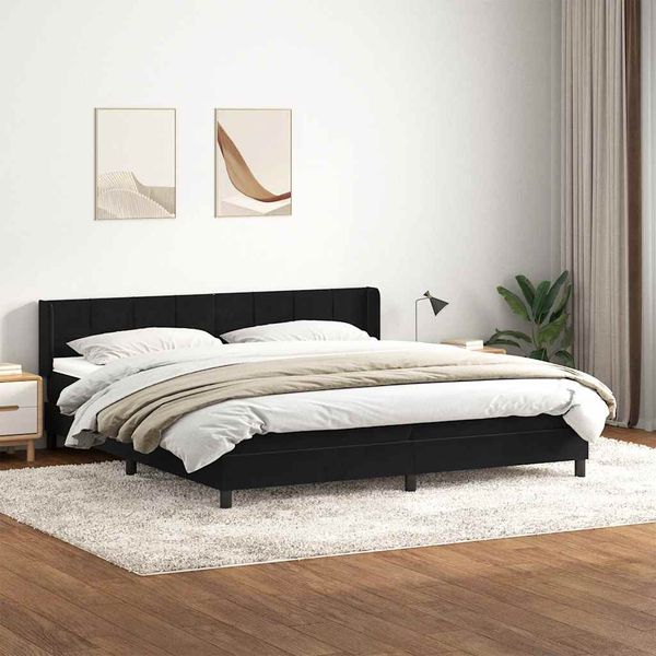 vidaXL Posteľný rám boxspring s matracom čierny 180x210 cm zamat