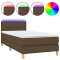 vidaXL Posteľ boxsping s matracom a LED tmavohnedá 80x200 cm látka