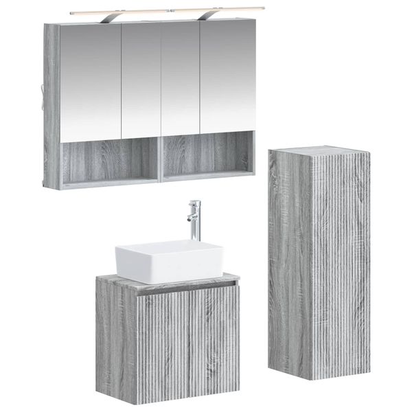 vidaXL Sada kúpeľňového nábytku 4 pcs Sivý Sonoma