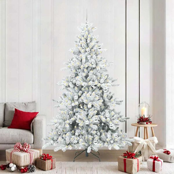 vidaXL Umelý Sklápací Vianočný Stromček Biela 210 cm PVC a oceľ