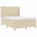 vidaXL Posteľ s pružinovým rámom s matracmi Krémová 140 x 190 cm látka