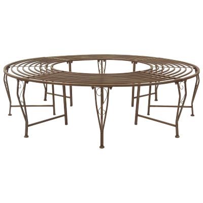 vidaXL Stromová lavička 8-Počet miest Ø 160 x 44 cm Oceľ Antik hnedá