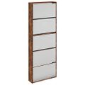vidaXL Botník so zrkadlom 5-poschodový dymový dub 63x17x169,5 cm