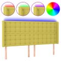 vidaXL Čelo postele s LED zelené 203x16x118/128 cm látka