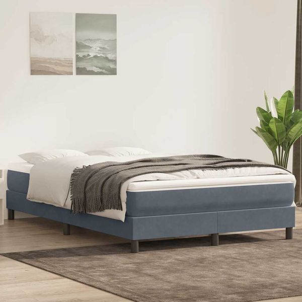 vidaXL Posteľný rám boxspring s matracom tmavosivý 140x210 cm zamat