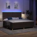 vidaXL LED box s pružinami Tmavohnedá 200 x 200 cm látka