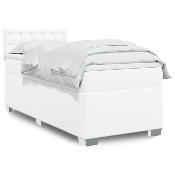 vidaXL Boxspring posteľ s matracom biela 100x200 cm umelá koža