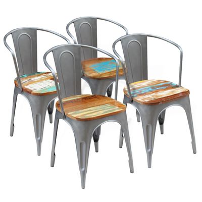 vidaXL Jedálenské stoličky 4 ks recyklovaný masív