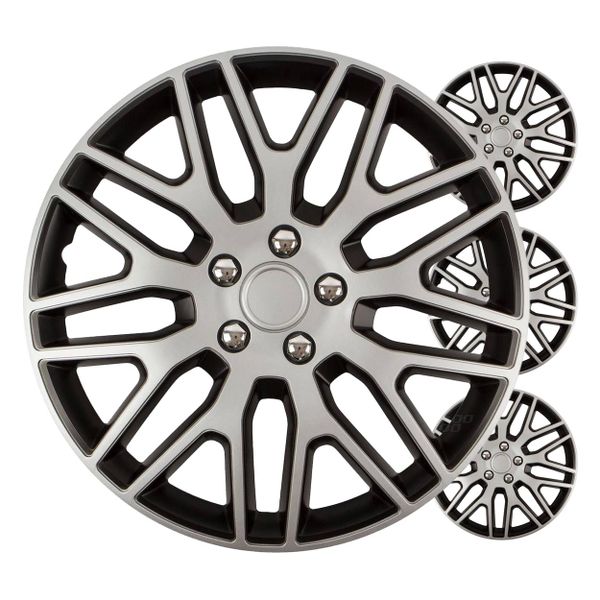 Poklice Dakar 14” čierno-strieborná sada 4ks COLOR BOX