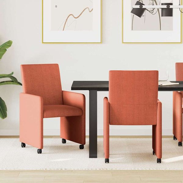 vidaXL Jedálenské stoličky na kolieskach 2 pcs Červenooranžová
