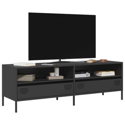 vidaXL TV skrinka čierna 135x39x43,5 cm oceľ valcovaná za studena
