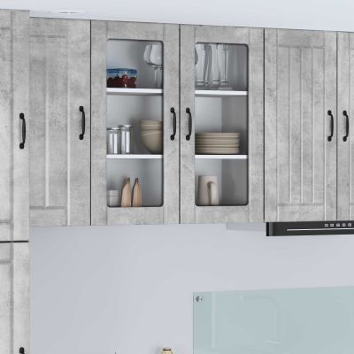 vidaXL Nástenný sklenený kabinet LUCCA Betónovo sivá 80 x 31 x 80 cm